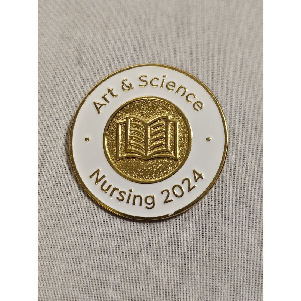 Arts & Science Nursing 2024 Lapel Pin Gold & White Colors